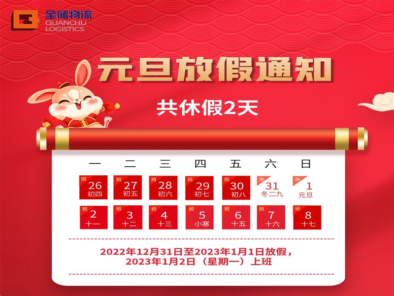 EBET易博物流元旦放假通知